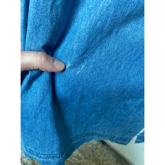 Vintage Boundary Waters Denim Dress Midi Button Front Pockets L Cottagecore 90s - Picture 9 of 11